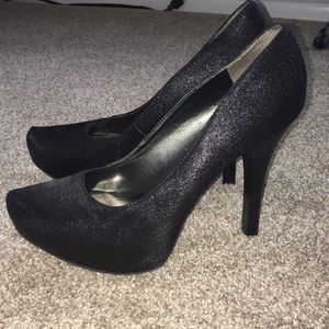 Carlos Santana black shimmer glitter heels